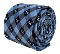 Blu Plaid Percalle Stile Uomo Cravatta Con Cane Scottish Terrier By