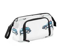 Blu Police Car Herd Astuccio bianco grande capacità carino astuccio con manico astuccio con scomparti per uomo scuola preppy