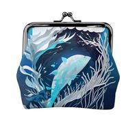 Blu profondo animale balena stampa vintage in pelle borsa cambiamento elegante piccolo portamonete per le donne portamonete portafoglio mini