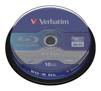 Verbatim 10 BD-R DL Blu Ray Dual Layer 50GB 6X BD-R White-Blu, in cake - 43746