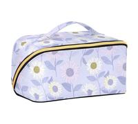 Blu Ray Sunflower - Beauty case con divisori e scomparti, impermeabile, grande, con scomparti e manico