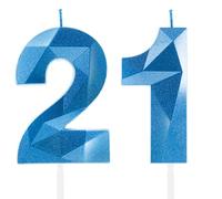 Blu Reale Candele per 21° Compleanno, Decorazioni Unisex per Ragazzi e Ragazze - Numero 21 3D Candele per Torte, Cima Candela Zaffiro Blu - Accessori per Feste di Compleanno, Matrimoni e Anniversari