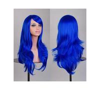 (Blu reale) Parrucca riccia per costumi cosplay, anime, feste, capelli ondulati, parrucca lunga
