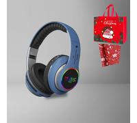 (Blu) Regalo di Natale 2025 VJ033 Auricolare Bluetooth 5.0 multifunzione con microfono LED stereo e radio FM