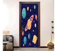 Blu Rimovibile Creative Poster per Porte,Arte Sticker Autoadesivo | Pvc Adesivi Buccia e Bastone Cartoni Animati Universo Galassia per Camera da Letto Porte Deco Poster Murale 90x210 cm