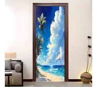 Blu Rimovibile Creative Poster per Porte,Arte Sticker Autoadesivo | Pvc Adesivi Buccia e Bastone Stile Anime Oceano Spiaggia per Soggiorno Camera da Letto Porte Deco Poster Murale 80x210 cm
