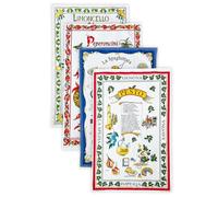 BLU RITMO Set Canovacci Cucina, Strofinacci Cucina Cotone Realizzati in Italia, Panni Assorbenti Multiuso Colorati. Panno Grande 55 x 85 cm (Sapori - 4 pezzi)