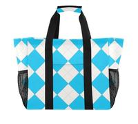 Blu rombo ciano plaid Utility Totes Shopping Bags Riutilizzabili Pieghevole Spiaggia Totes Borse Sabbia con Manici Tote per il trasporto