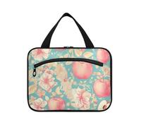 Blu Rosa Romantico San Valentino Fiore Personalizzato Appeso Grande Capacità Borsa Cosmetica da Viaggio con Gancio, Designer Unisex Kit da Barba Borse per Uomo per Accessori da Viaggio per le Donne