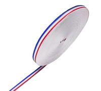 Blu Rosse Righe Nastro, 50 m x 10 mm Nastro Grosgrain di Righe Blu per Badge, Medaglia, Patriottico, Confezione Regalo, Decorazione per Feste, Tutti i Mestieri e il Cucito