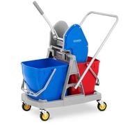 Blu, Rosso Carrello pulizie professionale con strizzatore - 2 secchi - 36 L | ulsonix