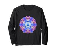 Blu Rosso Giallo Fiamma Metatron Cube Mandala Forme Mania Maglia a Manica