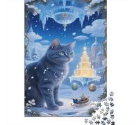 Blu russo Jigsaw Puzzle Impossible 1000Pcs Castello della neve del ghiaccio Decorazione Per La Casa. Rilassamento E Intelligence Per Adulti E Bambini Da 12 Anni 1000pcs (75x50cm)