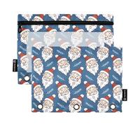 Blu Santa Raccoglitore Cerniera con Finestra Trasparente Tessuto Matita Astuccio Grande Capacità 3 Anelli Raccoglitore Cartelle per la Conservazione Scuola Forniture per Ufficio Multicolore 2 PZ