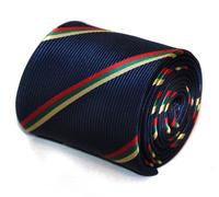 Blu Scuro Cravatta & Rosso,Verde,Giallo Righe Club Classico By Frederick Thomas