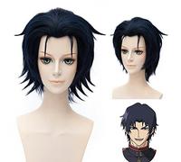 Blu scuro e nero misto corto leggero e soffice coda anti-guerra parrucca Serafo della fine Guren Ichinose Cosplay parrucca