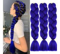 Blu Scuro Extension Per Treccine Africane 24" Treccia Capelli Extension Colorate Ombre Jumbo Treccia Extension Capelli Fibra Sintetica Treccia Di Scatola Crochet Twist Braiding Hair