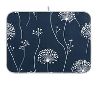 Blu scuro Fiore Cucina Dryer mat Piatto Stuoia di asciugatura Piatti Stuoia di asciugatura XL 18 x 24