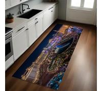 Blu Scuro Tappeto Cucina 50x180 cm Vista notturna degli edifici storici Lavabile Multiuso Resistente Passatoia Cucina Antimacchia Sotto Lavandino Fornelli