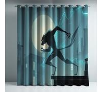 Blu Scuro tende bambini, tende oscuranti, pannelli termici, occhielli moderni, Silhouette, Silhouette mostro lupo, anti luce, 140 x 280 cm, isolamento termico, privacy, sonno sereno, morbido, casa