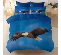 Blu Set Copripiumino Stampato, 100% Microfibra Film Uccelli Aquila Biancheria da letto reversibile Per Ragazzi Ragazze - 1 Copripiumino 240 x 260 cm + 2 Federe 50 x 75 cm Lunga Durata