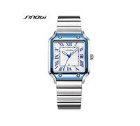 (Blu) SINOBI Orologi da polso da uomo al quarzo con design casual, in acciaio inossidabile, alla moda,