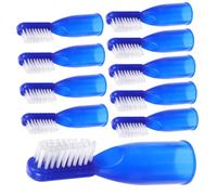 Blu Spazzolino a Dito 10 Pezzi in Plastica, Set Compatto | Set Setole Morbide, Testina Compatta, per Denti e Protesi, in Kit di Emergenza