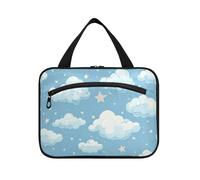 Blu stelle e nuvole appese borse cosmetiche da viaggio per le donne con gancio, designer unisex trucco organizzatore borsa per mamma lavoro estuche para guardar maquillaje L