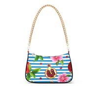 Blu Stripe Melograno Frutta Floreale Hobo Totes Borse Della Borsa Delle Donne Frizione Della Borsa Delle Donne Stampe Divertenti Borse A Tracolla Chiusura