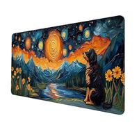 Blu Tappetino Mouse XXL 700 x 300 mm, Tappetino Mouse Cielo Stellato Mousepad con Bordi Cuciti, Impermeabile Tappeto Scrivania Base in Gomma Antiscivolo Sottomano Scrivania per PC, Laptop -hjw2506QH