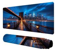 blu Tappetino Mouse XXL Gaming 1400x600x3mm Città Impermeabile Tappetino Scrivania, Resistente Antiscivolo Mouse Pad, Migliora la Precisione e la Velocità Accessori Scrivania Gaming per Ufficio J1-895