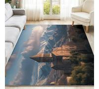 Blu Tappeto con Moderno Architettura Città - Tappeto in flanella stampata, morbido, antiscivolo e lavabile, per soggiorno e camera da letto 40 x 60 cm