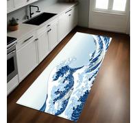 Blu Tappeto Cucina 50x180 cm onde dell'oceano Lavabile Multiuso Resistente Passatoia Cucina Antimacchia Sotto Lavandino Fornelli