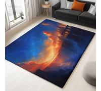 Blu Tappeto Salotto Grandi 140 x 200 cm Interno Pelo Corto Tappeti, Paesaggio Urbano Stile Fantasy Lavabile in Lavatrice Antiscivolo Tappeto per Salotto Cameretta Ufficio Ingresso