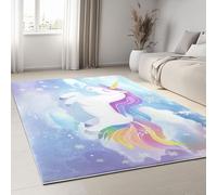 Blu Tappeto Salotto Unicorno dei cartoni animati fiocchi di neve 160x230 cm Moderno Pelo Corto per Soggiorno Camera da Letto Tappeti Salotto Studio Ufficio Moderni Tappeto Morbido Antiscivolo