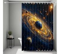 Blu Tenda Doccia HD Stampa 180x240cm, Impermeabile Tenda Doccia Pianeta Shower Curtain con 12 Anelli, Orlo Ponderato Durevole e Lavabile Shower Curtain per Bagno, Vasca, Dormitorio -ly25072DW35GU