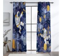 Blu Tende Oscuranti per Protezione della Privacy, Oscuranti a Occhielli Astronauta Astratto Dei Cartoni Animati Stampato - Facili da Lavare per Casa o Ufficio, L 140 x A 245 cm (2 Pannelli)