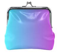 Blu Turchese Viola Gradiente Personalizzato In Pelle Portamonete per Le Donne Carino Fibbia Bacio Blocco Porta Cambia Carta per Monete, turchese blu viola sfumato, classico