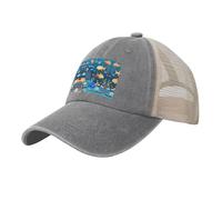 Blu Underwater World of Fish È un cappello in rete denim lavato, semplice, non facile da deformare, resistente al sole e antivento, adatto per sport, viaggi e fotografia., Grigio, taglia unica