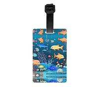 Blu Underwater World of Fish Etichette per bagagli, valigie da viaggio, borse scolastiche per bambini, borse, borse sportive, valigette, borse da golf, copertura per la privacy