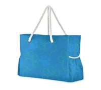 Blu Verde Cartoon Cute Cat Paw Robusta Tote Bag per le donne con tasche laterali Borsone da viaggio con tasche con cerniera