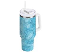 Blu-Verde Irregolare Texture Marmo Vuoto Coldee Tumbler a prova di perdite e Cannuccia Palestra Bocca larga Viaggi Tazza da tè per scuola, sport, asilo nido, campeggio e altro
