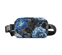 Blu Vintage Fiori Carina Borsa a Tracolla Antifurto Marsupio per Donna Uomo Mini con Cinghia Regolabile per Viaggi Vacanze Corsa Bulto de Cintura Coppia Blu, Fiori blu vintage, Moderno