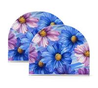 Blu Viola Daisy Fiori Pittura a Olio Acrilico Portatovaglioli Auto per Farmhouse Cocktail freestanding Portatovaglioli per la Tabella Decorazione Domestica