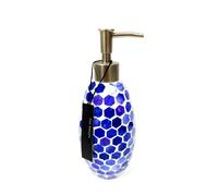 Blu, Viola Esagonale Vetro Mosaico Prism Sapone Dispenser, Spazzola Argento,