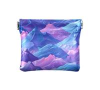 Blu Viola Montagne Paesaggio Squeeze Coin Purse Pouch Change Holder PU Leather Mini Wallet Coin Pocket per Donne Ragazze Uomini