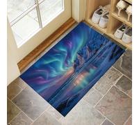 Blu-Viola Tappeto antiscivolo Welcome, Tappetino Ingresso Casa Interno, Le Magnifiche Aurore Boreali Tappetino Bagno Cucina Lavabile, Morbido E Confortevole