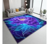 Blu Viola Tappeto Moderno Morbido 50x80 cm - Motivo Onirico Peonia, Tappeti Camera da Letto Antiscivolo Tappeto Soggiorno Lavabile Tappeti Pelo Corto Piccole Dimensioni
