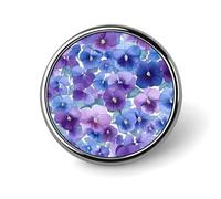 Blu Viola Viole Del Pensies Rotondo Smalto Spille Zaino Distintivo Gioielli Giacche Estetiche Cappelli Decor Art