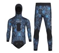 Blu,XXL,Muta da Pesca Sub in Neoprene 1,5 mm con Cappuccio - Tuta da Immersione a 2 Pezzi con Maniche Lunghe e Rinforzo Toracico - Ideale per Apnea in Acque Fresche